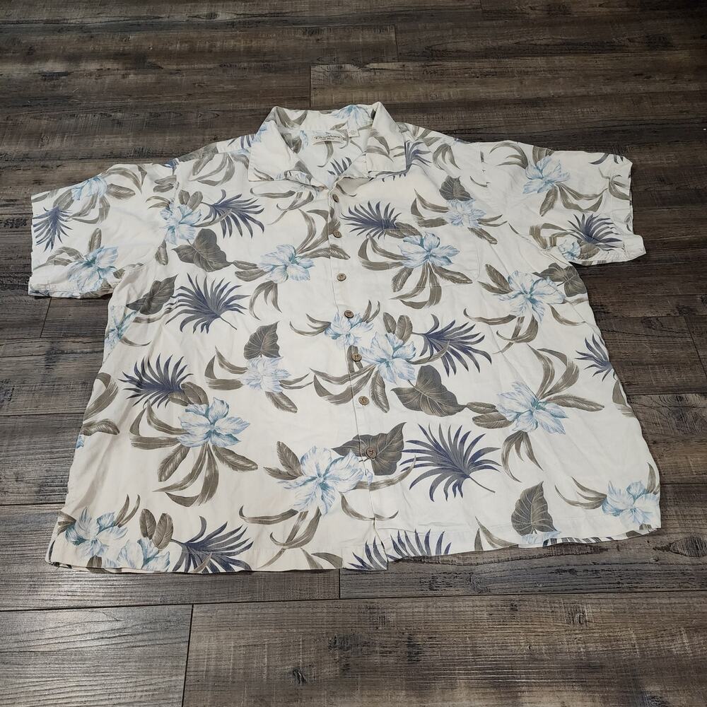 Caribbean silk blend Hawaiian print short sleeve button up shirt mens 3X 2226